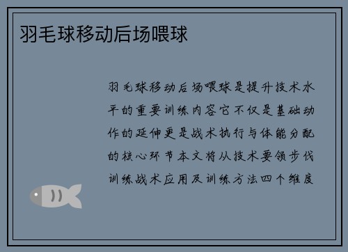 羽毛球移动后场喂球